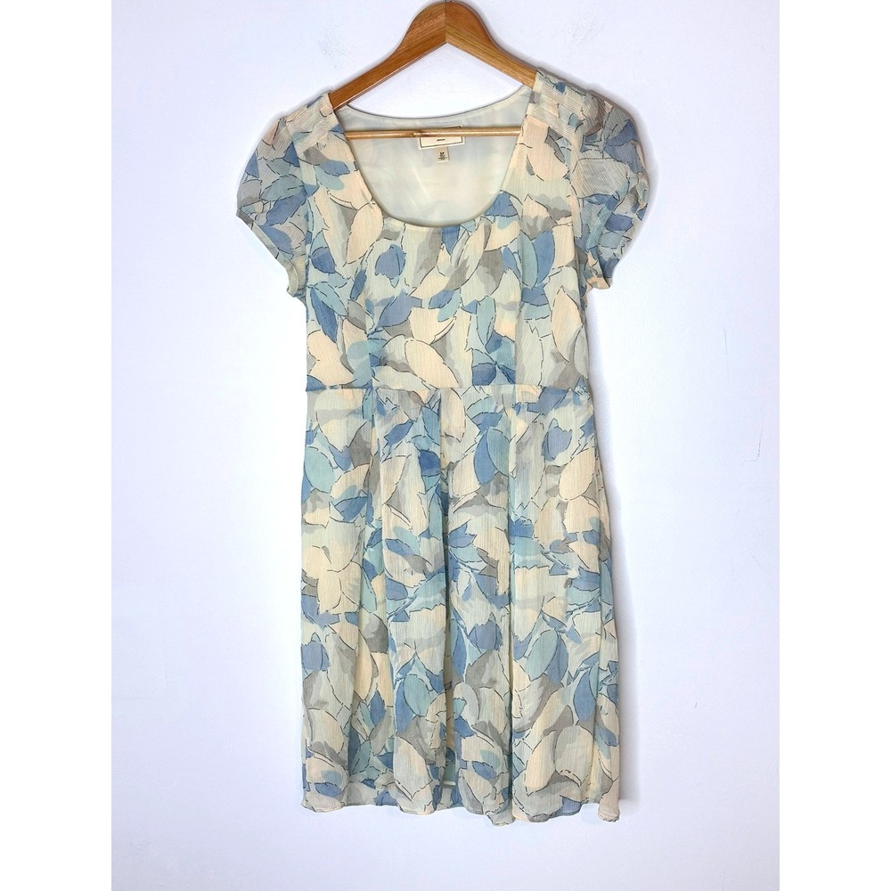 Moulinette Soeurs Dress 8P Floral Print‎ Short Sleeve A Line Sheer Overlay